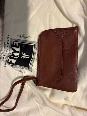 Frye Brown Leather Wristlet Card Case